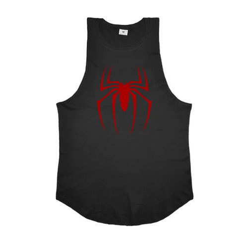 Red Spider Printed Running Tank Tops Gym Fitness Cotton Breathable