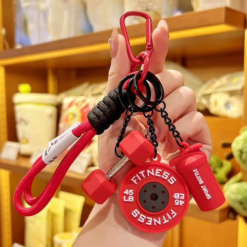 2025 HOT! Fitness Keychain Gym Barbell Key chain Weightlifting Keyring