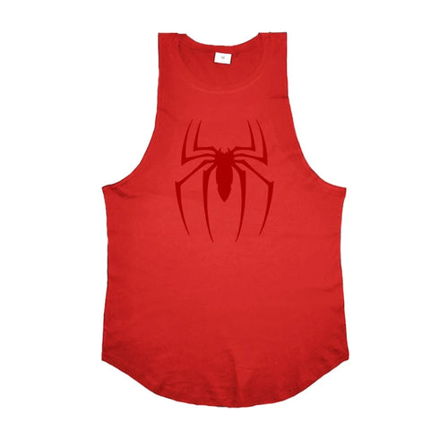 Red Spider Printed Running Tank Tops Gym Fitness Cotton Breathable
