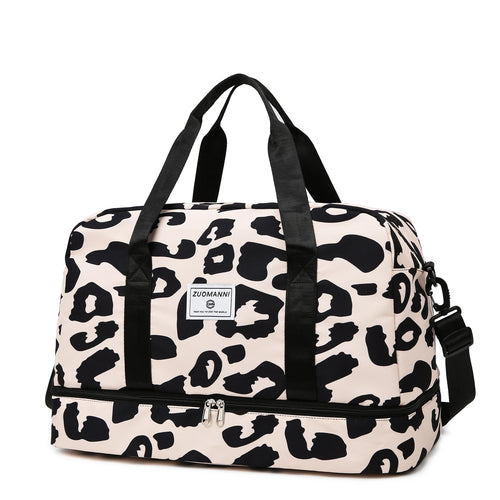 Spacious & Durable Women's Carry-On Travel Bag with Animal Print Nylon