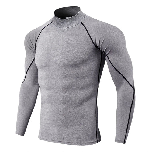 Men Bodybuilding Sport T-shirt Quick Dry Running Shirt Long Sleeve