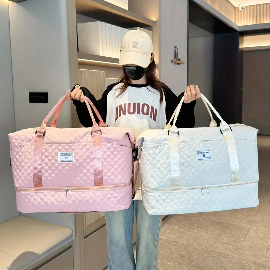 2pcs Set Large Capacity Travel Duffel Bag with Shoe Compartment and