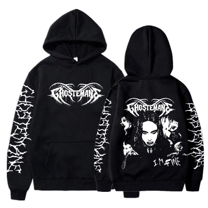 Ghostemane Double Sided Print Hoodie Men's Fashion Hip Hop Metal Rock Hoodies Gothic Oversized Sweatshirt Tracksuit Streetwear - ALMASTRONG