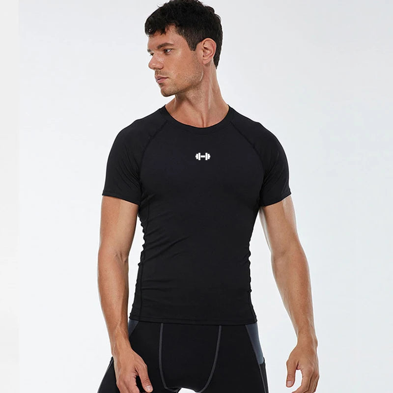 Compression T Shirt Men Summer Sportswear Running T-shirt Elastic
