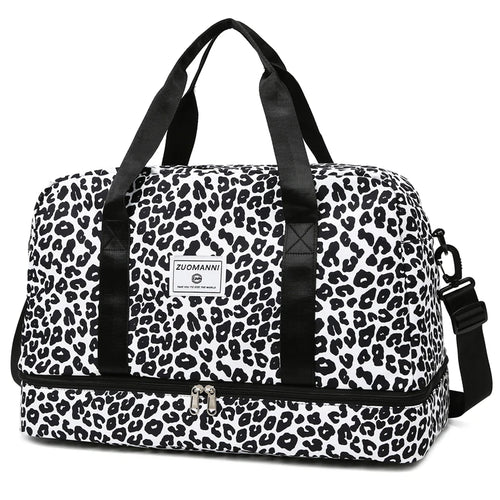 Spacious & Durable Women's Carry-On Travel Bag with Animal Print Nylon