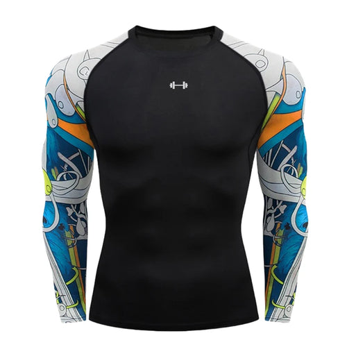 Gym Compression Dry Fit Men's Long Sleeves Fitness T-shirt Spring And