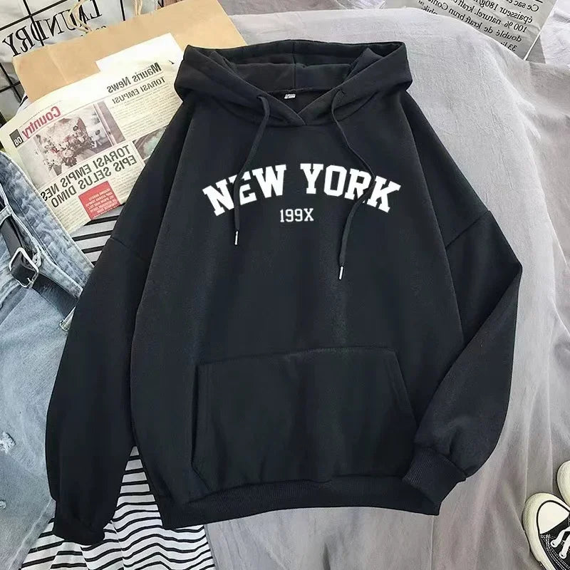 Women’s Gym Hoodie – New York Letter Sweatshirt
