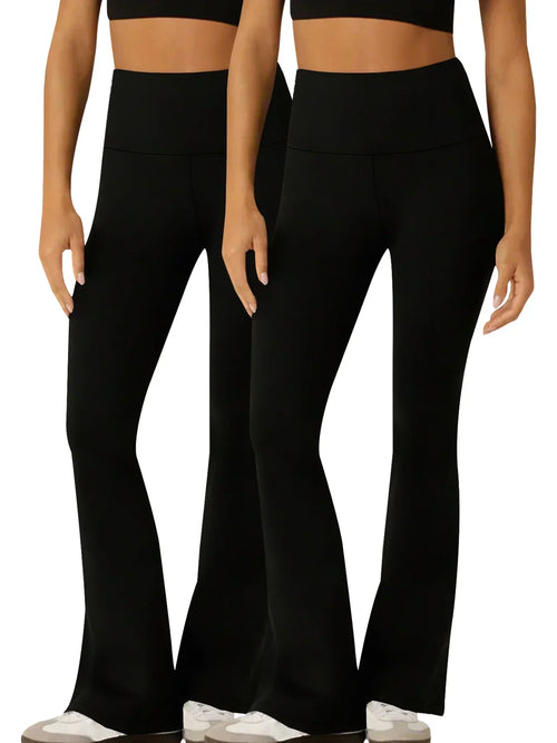 2 Pack Women's Super Soft Flare Pants High Waisted Tummy Control