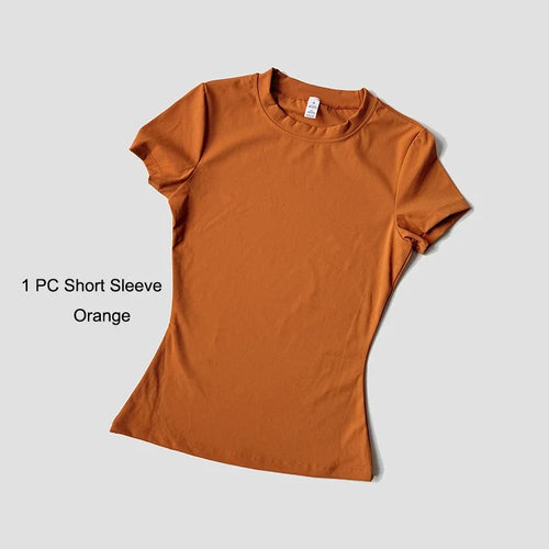 Quick-Drying Gym Leggings Set Sport Suit Short Sleeve Breathable