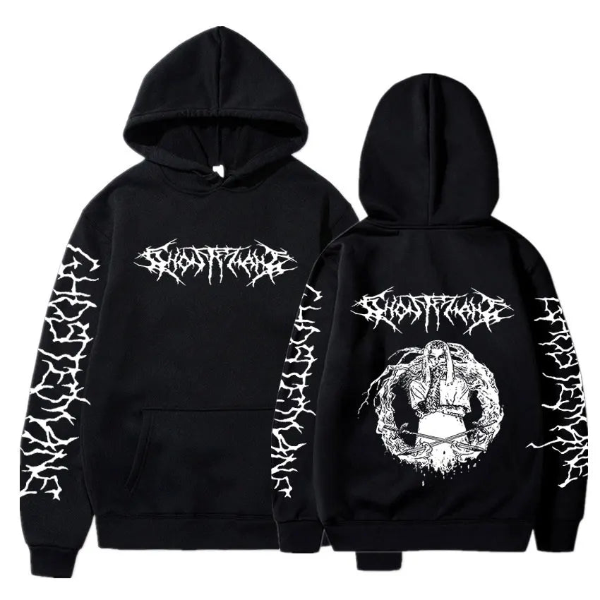 Ghostemane Double Sided Print Hoodie Men's Fashion Hip Hop Metal Rock Hoodies Gothic Oversized Sweatshirt Tracksuit Streetwear - ALMASTRONG