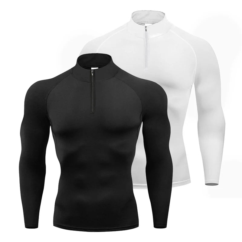 Men Running T-shirts Compression Fitness Long Sleeve Sports Polo