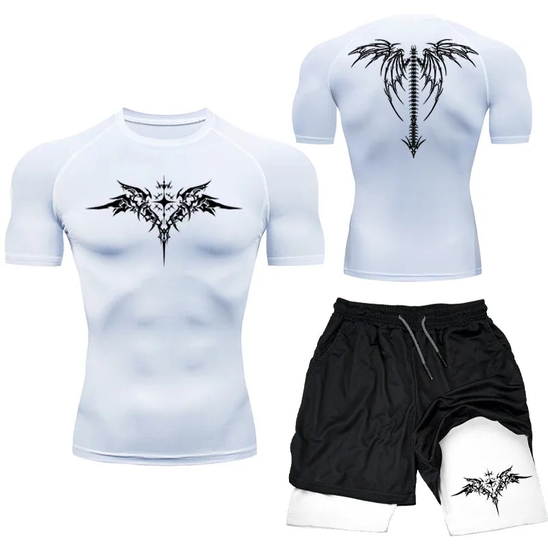New MMA Boxing Compression Set Sportwear for Men Quick Dry Gym Shorts