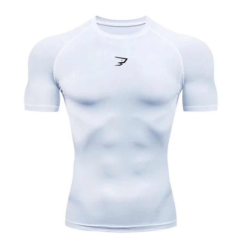 Men Running Compression T-shirt Short Sleeve Sport Tees Gym Fitness Sportshirts Male Jogging Tracksuit Homme Athletic Shirt Tops - ALMASTRONG
