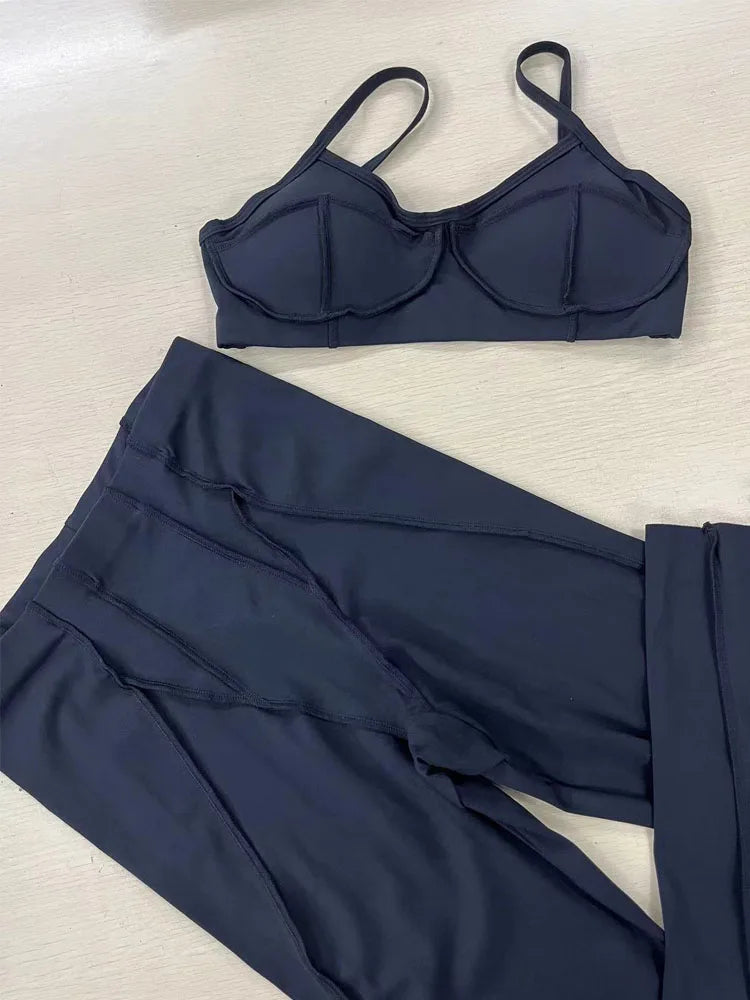 New Yoga Set Women Tracksuit Workout Legging Athletic Suit Gym Push Up