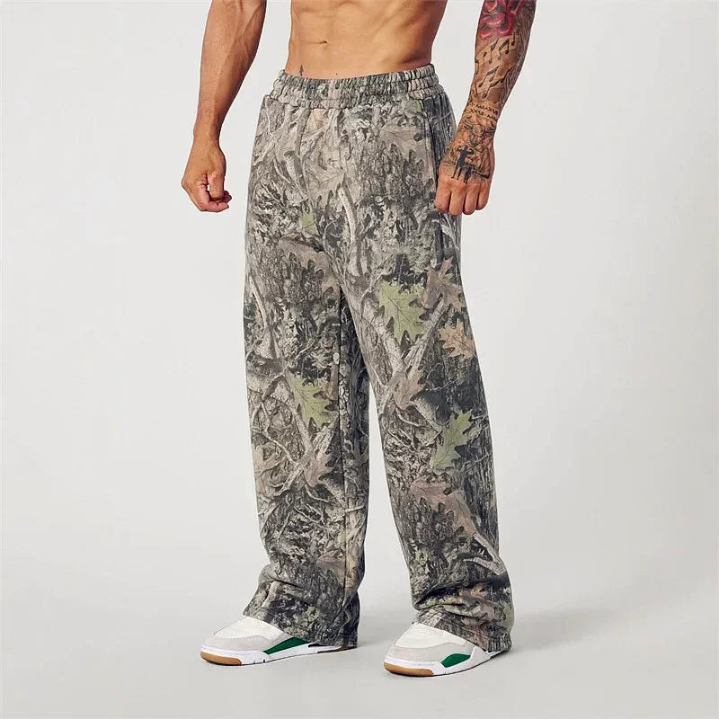 ALMASTRONG Men’s Camo Sweatpants – Wide Leg Breathable Casual Pants