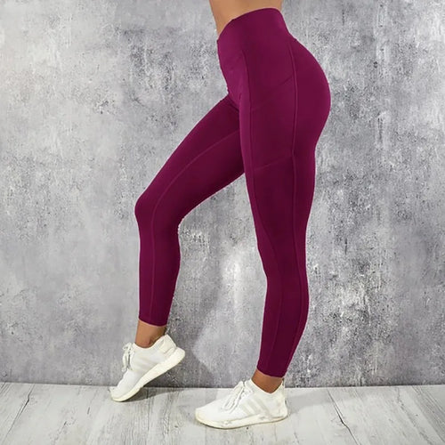 Yoga Fitness Women Leggings High Waist Tights with Pocket Gym Workout