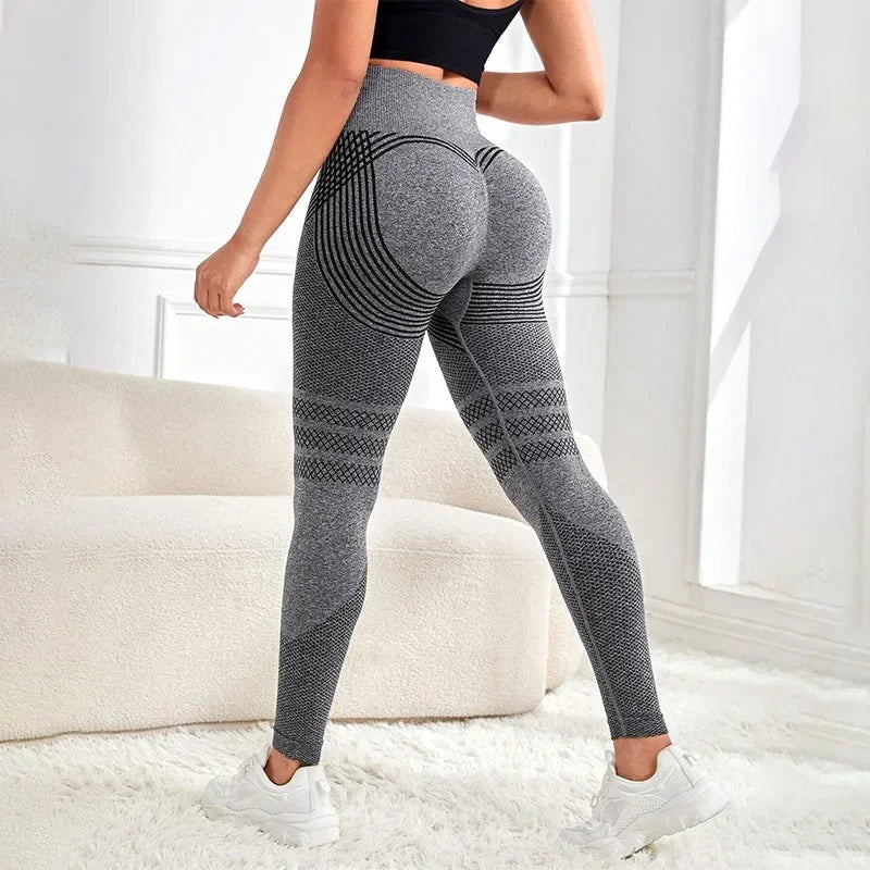 Seamless Knit Leggings for Women Elastic High Waist Tights Gym