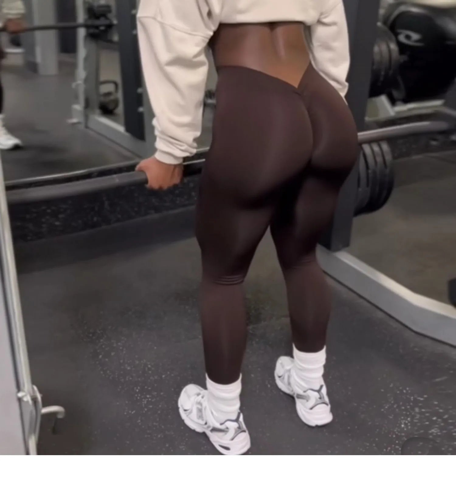 Women V Back Sports Yoga Leggings High Waist Scrunch Gym Sports