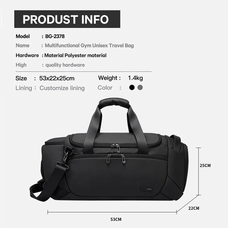 BANGE Men’s Waterproof Gym Bag – Fitness & Outdoor Training Duffel
