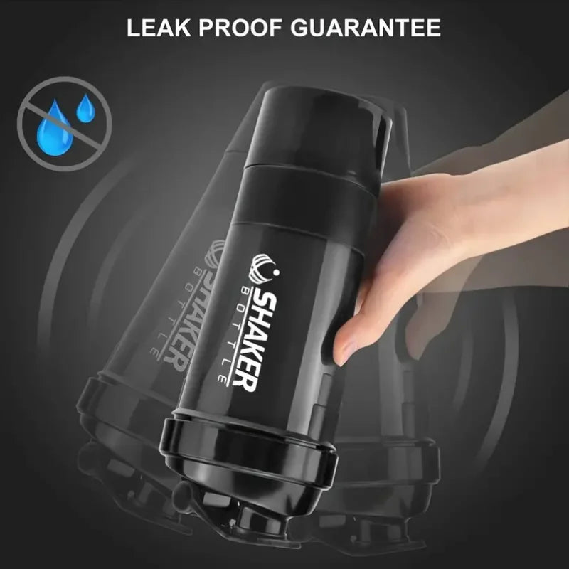 Shaker Bottle With Power Container 2 Tiers Protein Shakes Powder