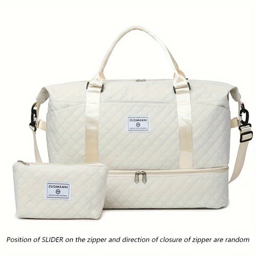 2pcs Set Large Capacity Travel Duffel Bag with Shoe Compartment and