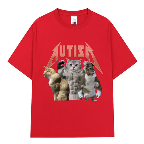 Buff Cats Autism Memory T-shirt Fitness Gym Fashion Hip Hop Short