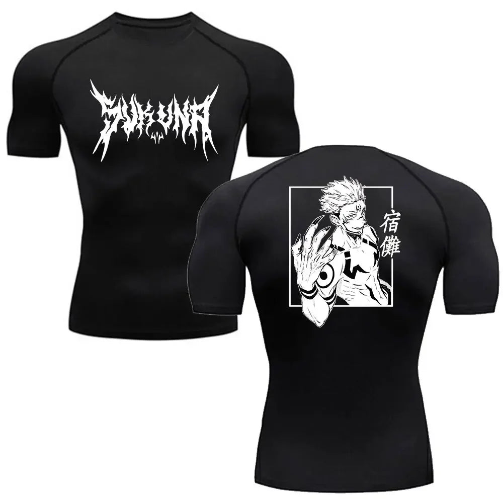 Anime Jujutsu Kaisen Compression Shirt Men Fitness Gym Sport Running T-Shirt Rashgard Tops Tee Quick Dry Short Sleeve T-Shirt - ALMASTRONG