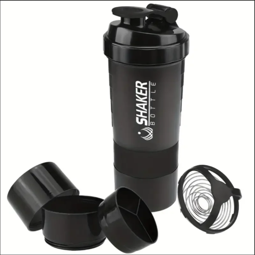 Shaker Bottle With Power Container 2 Tiers Protein Shakes Powder
