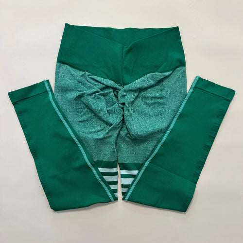 Women V Back Line Leggings Gym Fitness Athletic Workout Elastic