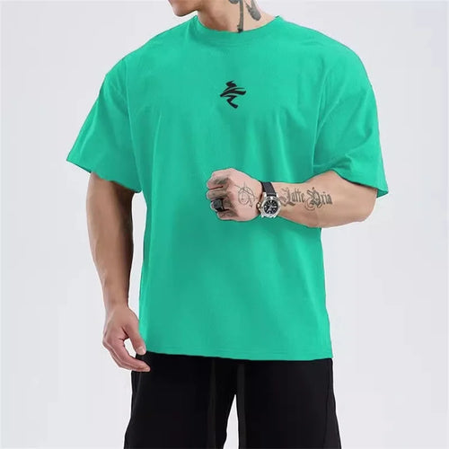 men Loose oversized short sleeved T-shirt men summer mesh sports