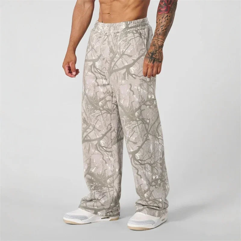 ALMASTRONG Men’s Camo Sweatpants – Wide Leg Breathable Casual Pants