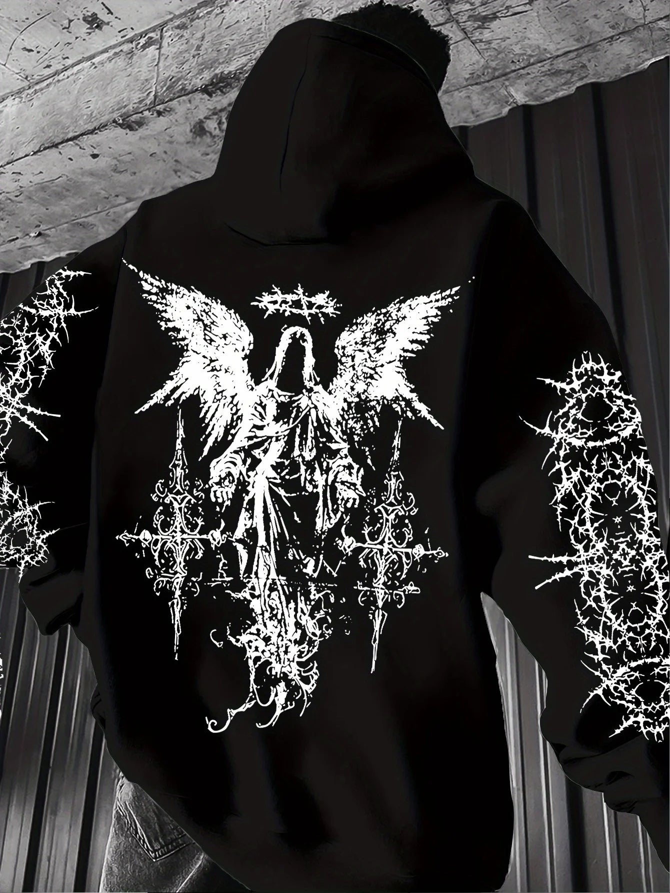 Gothic Style Angel Print Hoodies Men Women Outdoor Street Casual Sport Trend Hip-hop Couple Long-sleeve Autumn Winter Sweatshirt - ALMASTRONG