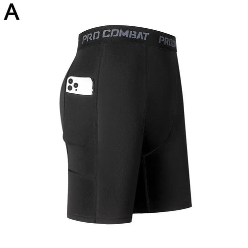 High Performance Men's Compression Short Pants With Pocket Elastic
