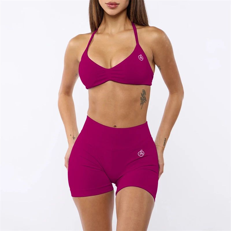 Bum Impact Bra and Shaping Short Set Women Backless Bra & Sports Shorts Sexy Female Seamless Yoga Sportswear Underwear Clothes - ALMASTRONG