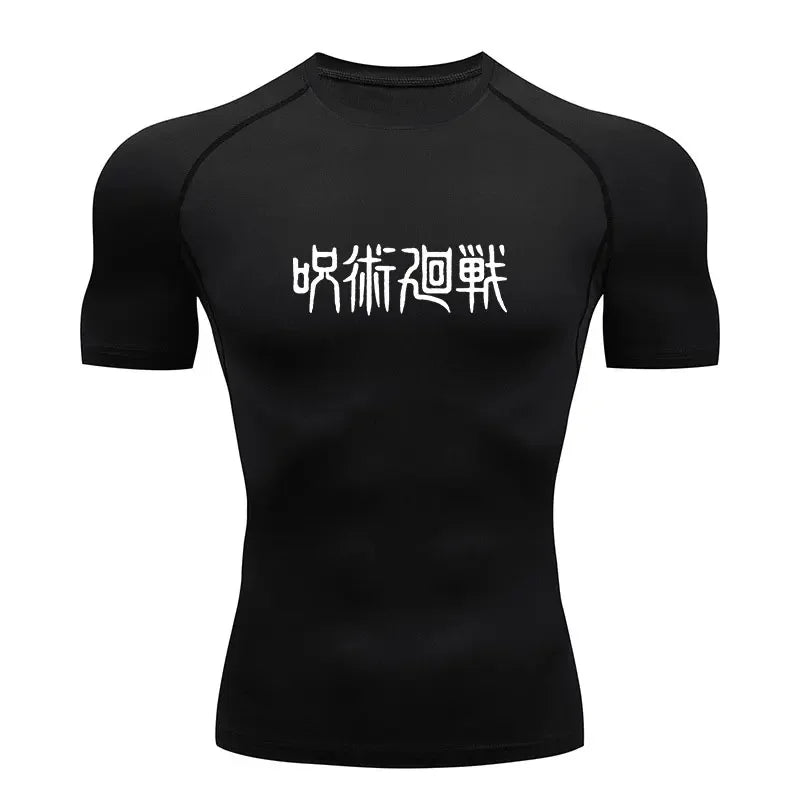 Anime Jujutsu Kaisen Compression Shirt Men Fitness Gym Sport Running T-Shirt Rashgard Tops Tee Quick Dry Short Sleeve T-Shirt - ALMASTRONG