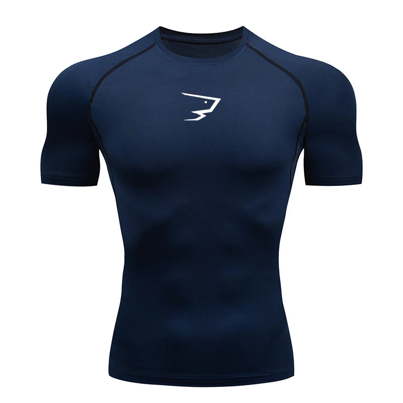 Men Running Compression T-shirt Short Sleeve Sport Tees Gym Fitness Sportshirts Male Jogging Tracksuit Homme Athletic Shirt Tops - ALMASTRONG