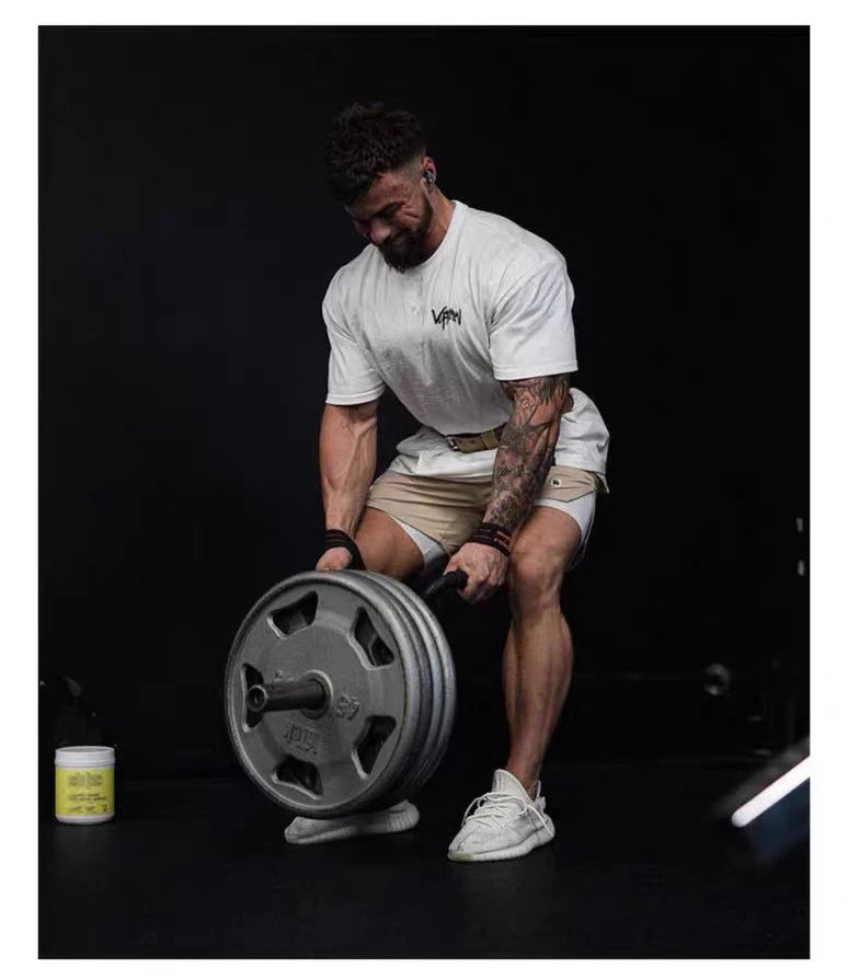 Gym Sports T-shirt Men's Summer Trend Fashion Fitness Training Short