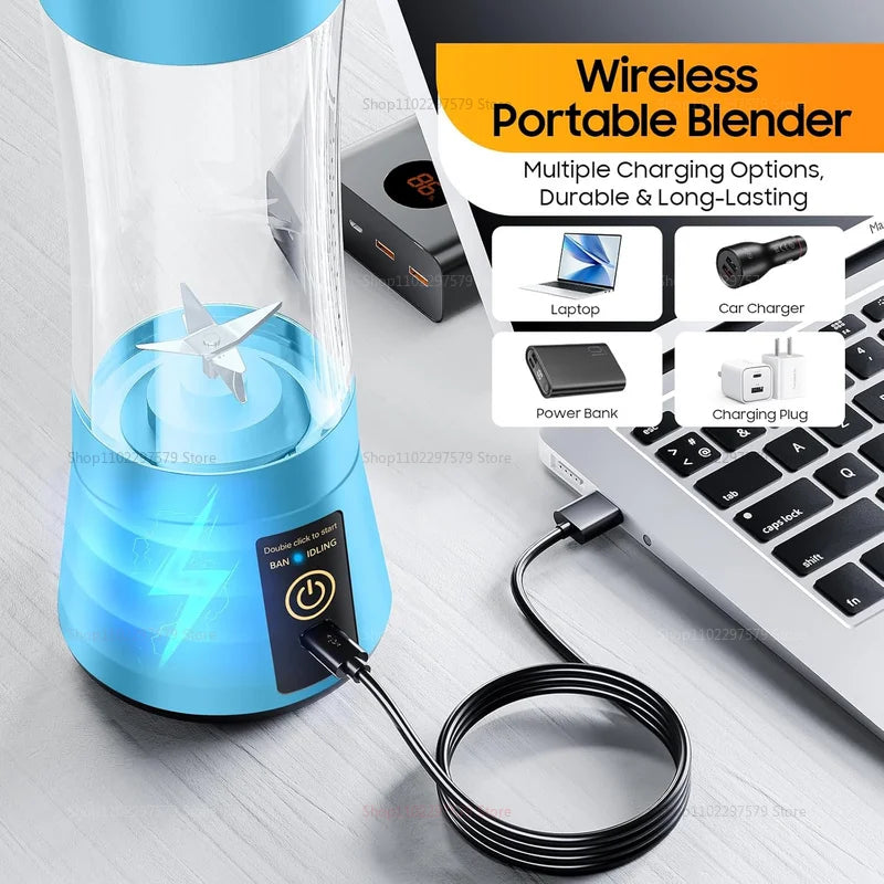 Portable USB Juicer Blender – 380ml Rechargeable Mini Mixer