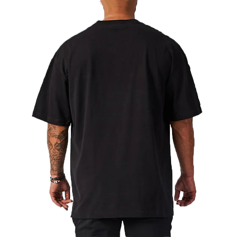 Summer Cotton Loose Oversized Half Sleeve Running T Shirt Men Sports