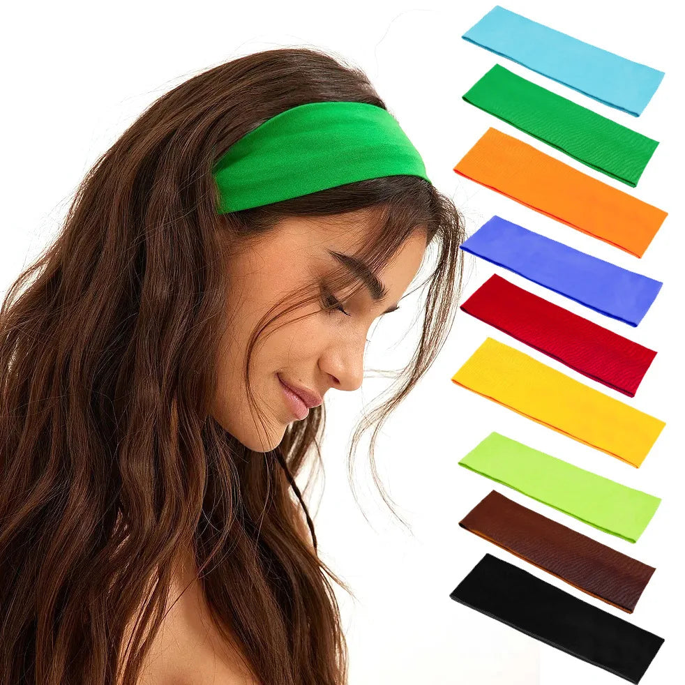 2PCS/Set Sports Yoga Hair Band Solid Running Absorb Sweat Headband For