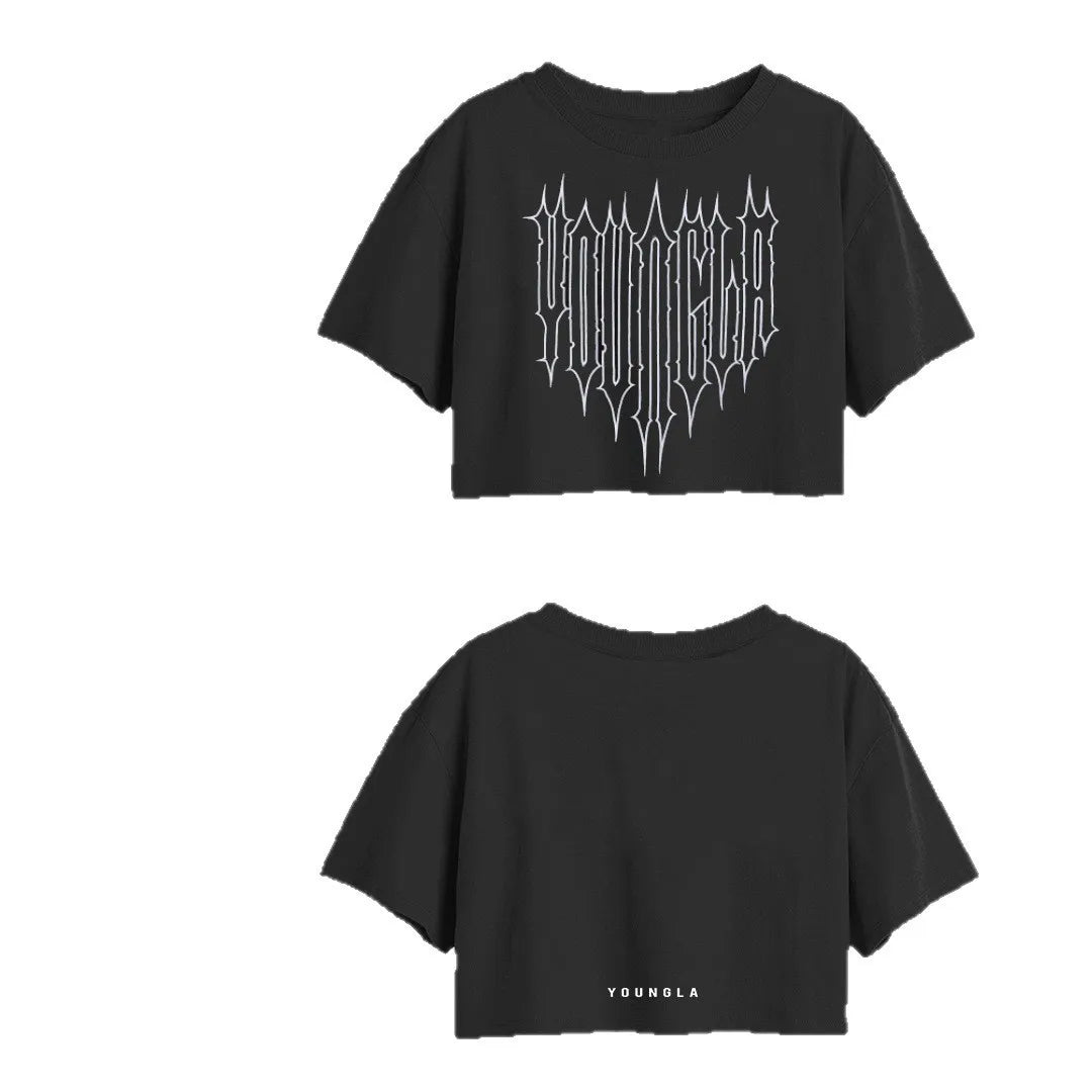 ALMASTRONG Women’s Cotton Crop Top – Short Sleeve Casual Loose T-Shirt