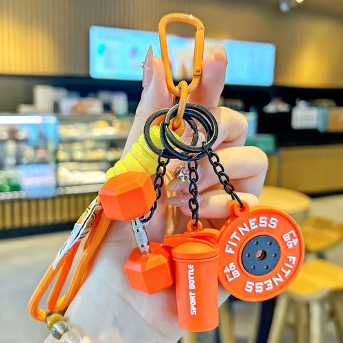 2025 HOT! Fitness Keychain Gym Barbell Key chain Weightlifting Keyring