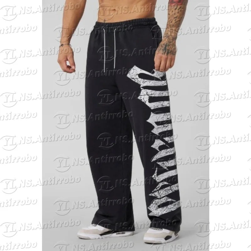 ALMASTRONG Men’s Wide-Leg Sweatpants – Oversized Casual Joggers for Fitness & Streetwear