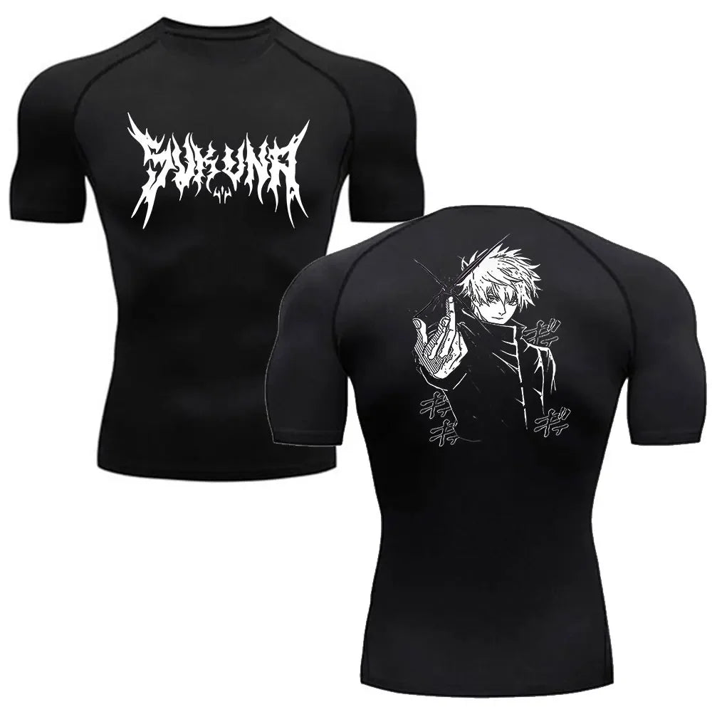 Anime Jujutsu Kaisen Compression Shirt Men Fitness Gym Sport Running T-Shirt Rashgard Tops Tee Quick Dry Short Sleeve T-Shirt - ALMASTRONG