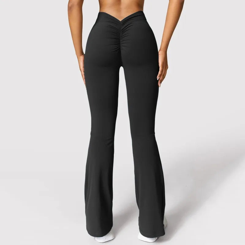 Sexy Yoga Flare Pants Women V-Cut Waist High Waist Push Up Butt