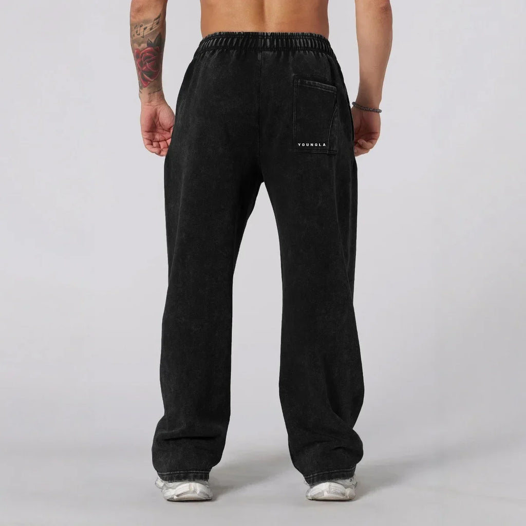 Men's straight legs wide pants fitness training casual sports outdoor running trousers fashion American style brand sports pants - ALMASTRONG
