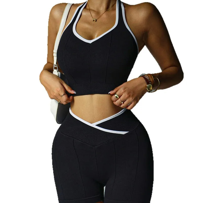 ALMASTRONG Women’s Seamless Yoga Set – Cross-Back Fitness & Cycling Outfit