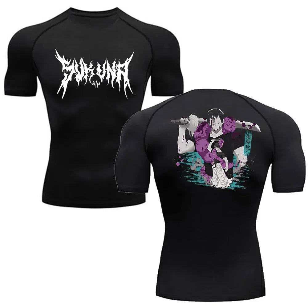 Anime Jujutsu Kaisen Compression Shirt Men Fitness Gym Sport Running T-Shirt Rashgard Tops Tee Quick Dry Short Sleeve T-Shirt - ALMASTRONG