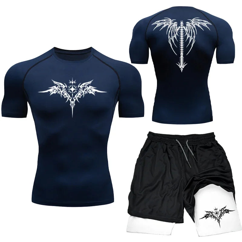 New MMA Boxing Compression Set Sportwear for Men Quick Dry Gym Shorts