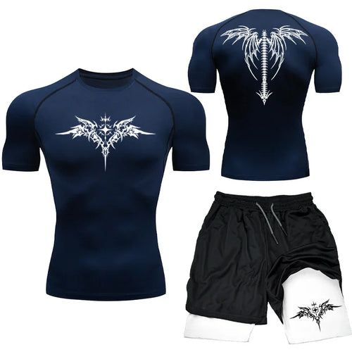 New MMA Boxing Compression Set Sportwear for Men Quick Dry Gym Shorts